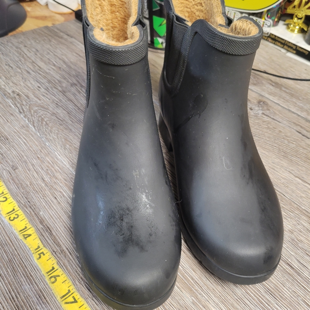 Chooka Handcrafted Rainwear Delridge Chelsea Black Boot‎ Fleece Lined Womens S 7
